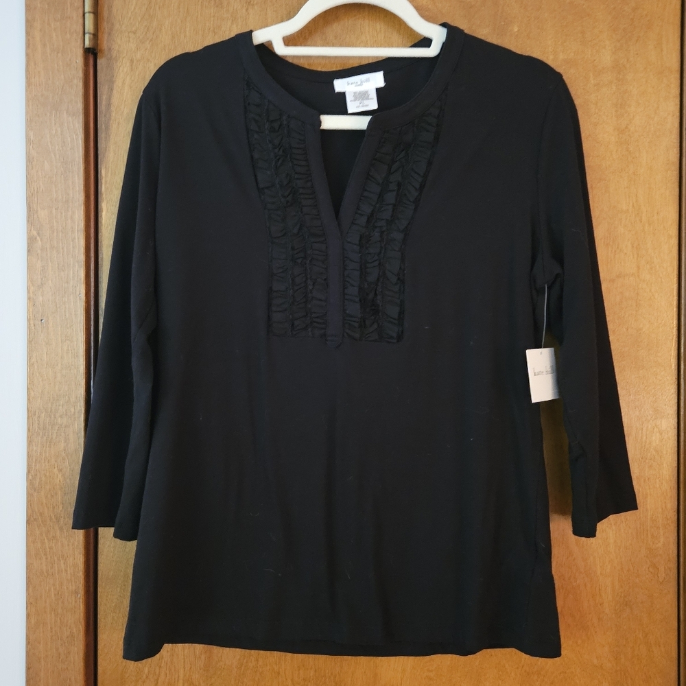 Kate Hill Black Ruffle Top